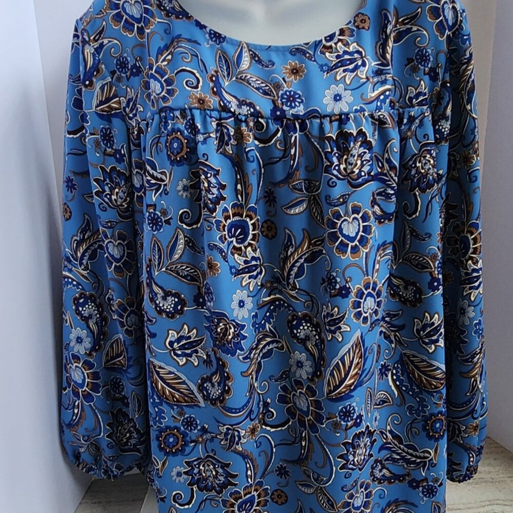 J. JILL WEAREVER Petite Soft Sleek Flowy Blouse Front/Back Yoke 253212 XL